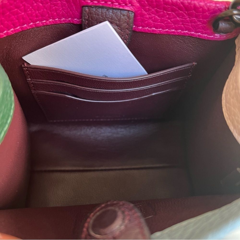 NWT COACH Cashin Carry Tote 14 Colorblock Cerise Pink Blue Green Leather Bag 746 - Picture 11 of 14